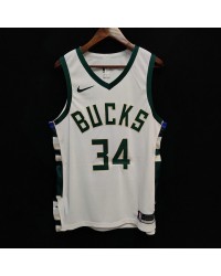 Giannis Antetokounmpo Milwaukee Bucks White 34 Jersey Player Version