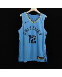 Ja Morant 12 Grizzlies jersey light blue player version