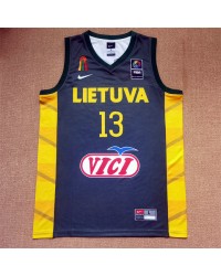 Jasikevicius 13 Team Lietuva 2024 Basketball Jersey Blue