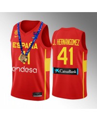 Juancho Hernangomez 41 Spain Champs FIBA EuroBasket 2022 Red Jersey Gold Medal