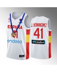 Juancho Hernangomez 41 Spain Champs FIBA EuroBasket 2022 White Jersey Gold Medal