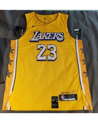 Lakers 23 James 2018-19 city jersey yellow player version