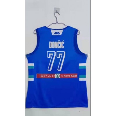 Luka Doncic 77 Slovenia 2019 FIBA Basketball World Cup Jersey Blue