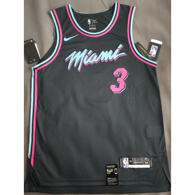 Miami Heat 3 Dwyane Wade 2018-19 city jersey black player versoin