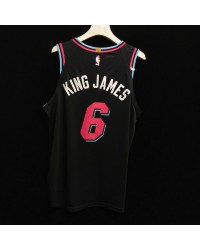 Miami Heat 6 King James 2018-19 city jersey black player versoin