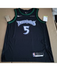 Minnesota Timberwolves 5 Edwards Retro Jersey Black Player Version