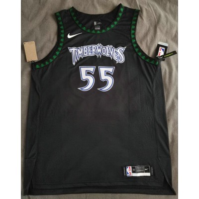 Minnesota Timberwolves 55 Creek Retro Jersey Black Player Version