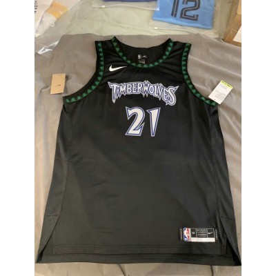 Minnesota Timberwolves Kevin Garnett 21 Retro Jersey Black Player Version