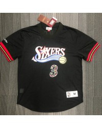 Mitchell Ness Allen Iverson 3 Black Philadelphia 76ers HWC Mesh T-Shirt Jersey