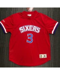 Mitchell Ness Allen Iverson 3 Red Philadelphia 76ers HWC Mesh T-Shirt Jersey