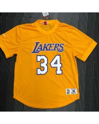 Mitchell Ness Shaq O'Neal 34 Los Angeles Lakers HWC T-Shirt Yellow