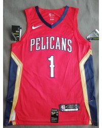 New Orleans Pelicans Zion Williamson 1 Jersey Red Player Version