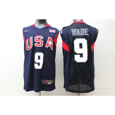 Nike Dwyane Wade 9 Team USA Basketball 2008 Olympics Jersey Blue