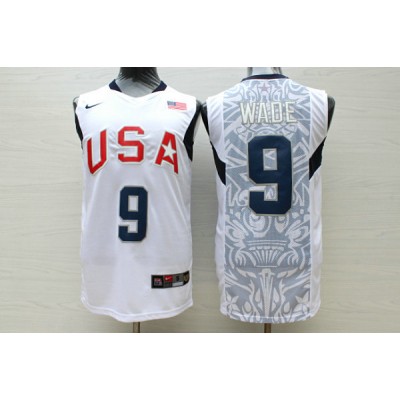 Nike Dwyane Wade 9 Team USA Basketball 2008 Olympics Jersey White