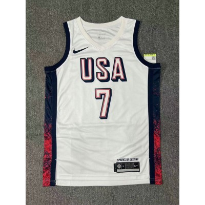 Nike Kevin Durant 7 White Mens USA Basketball 2024 Swingman Player Jersey