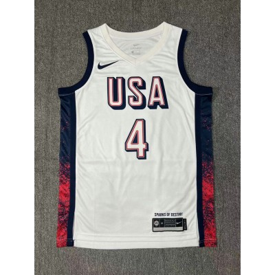 Nike Stephen Curry 4 White Mens USA Basketball 2024 Swingman Player Jersey