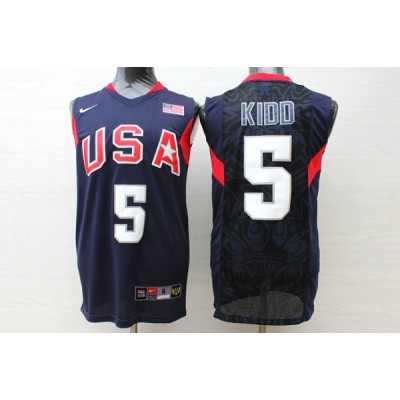 Nike Team USA 2008 Olympics Jason Kidd 5 Basketball Jersey Blue