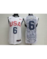 Nike Team USA 2008 Olympics LeBron James 6 Basketball Jersey White