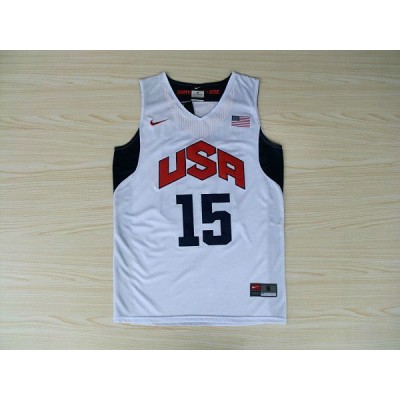 Nike Team USA Basketball 2012 London Olympics Carmelo Anthony 15 White Jersey