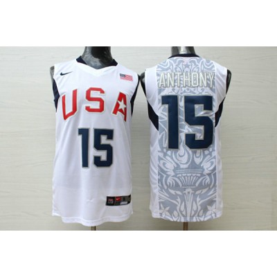 Nike Team USA Carmelo Anthony 15 2008 Olympic Basketball Jersey White