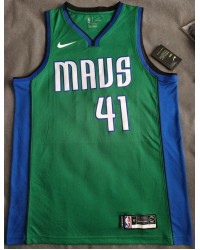 Nowitzki 41 Dallas Mavericks Earned jersey green player version