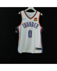 Oklahoma City Thunder 0 Russell Westbrook OKC Jersey White