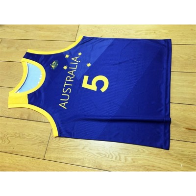 Patty Mills 5 Australian Basketball Jersey Printed Blue