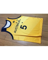 Patty Mills 5 Australian Basketball Jersey Printed Yellow