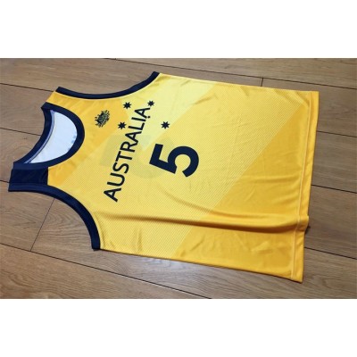 Patty Mills 5 Australian Basketball Jersey Printed Yellow