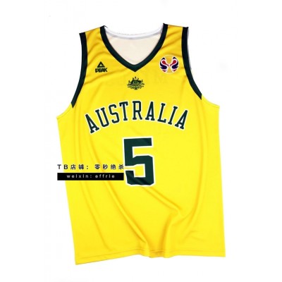 Patty Mills 5 Team Australia Basketball Jersey Yellow