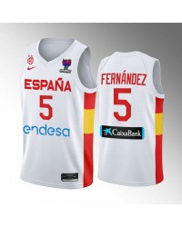 Rudy Fernandez 5 Spain 2022 FIBA EuroBasket Final Home White Jersey