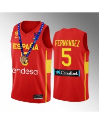 Rudy Fernandez 5 Spain Champs FIBA EuroBasket 2022 Red Jersey Gold Medal