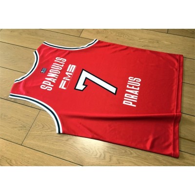 Spanoulis 7 Olympiakos Piraeus 2020-21 Basketball Jersey Red