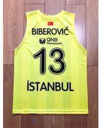 Tarik Biberovic 13 Fenerbahce Basketball Jersey Yellow