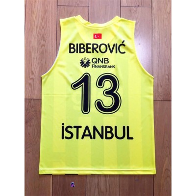 Tarik Biberovic 13 Fenerbahce Basketball Jersey Yellow