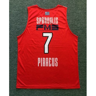 Vassilis Spanoulis 7 Olympiacos Piraeus Retro Basketball Jersey