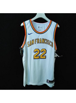 Warriors retro jersey 22 Wiggins white player version