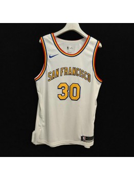 Warriors retro jersey 30 Curry white player version